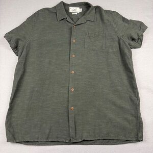 Grayers Olive Green Linen Blend Short Sleeve Casual Shirt